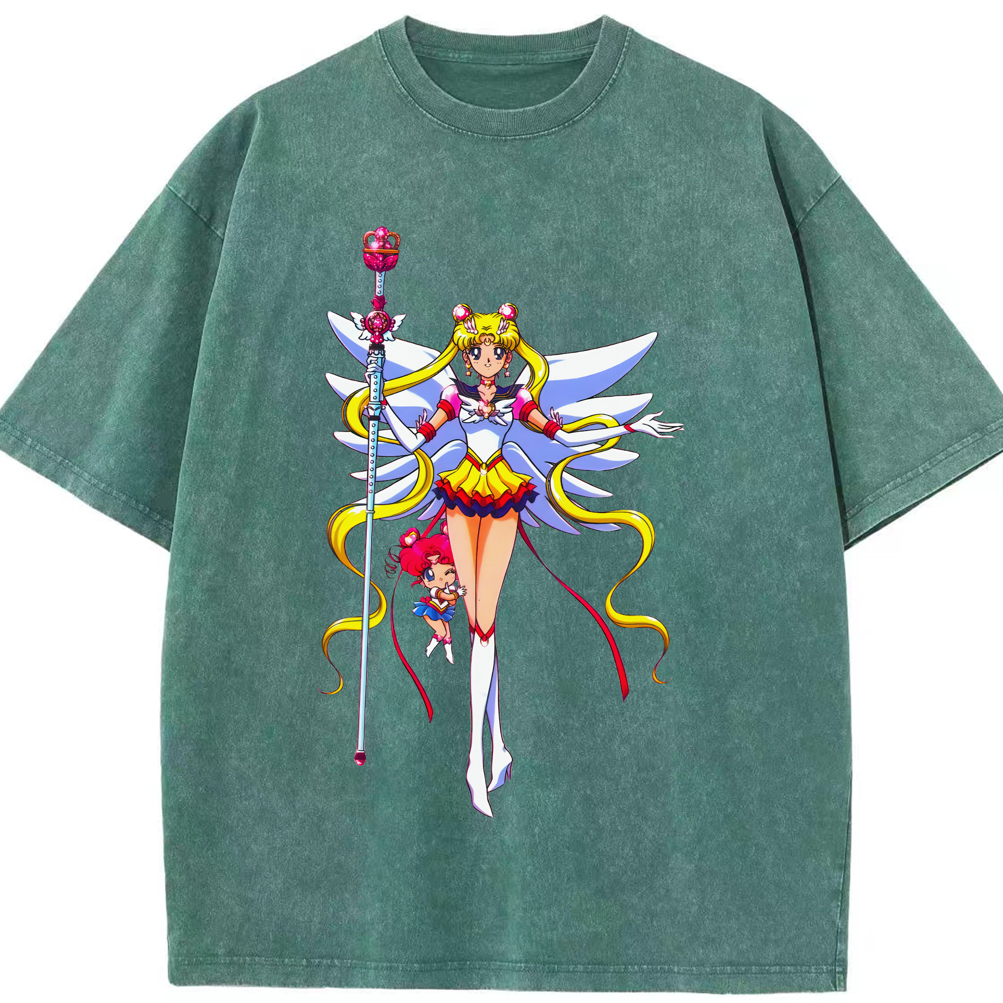 （画像用） 美少女戦士セーラームーン 月野 うさぎ つきの うさぎ Sailor Moon Tsukino Usagi 綿100% ヴィンテージ風 半袖Tシャツ（フロントプリント）